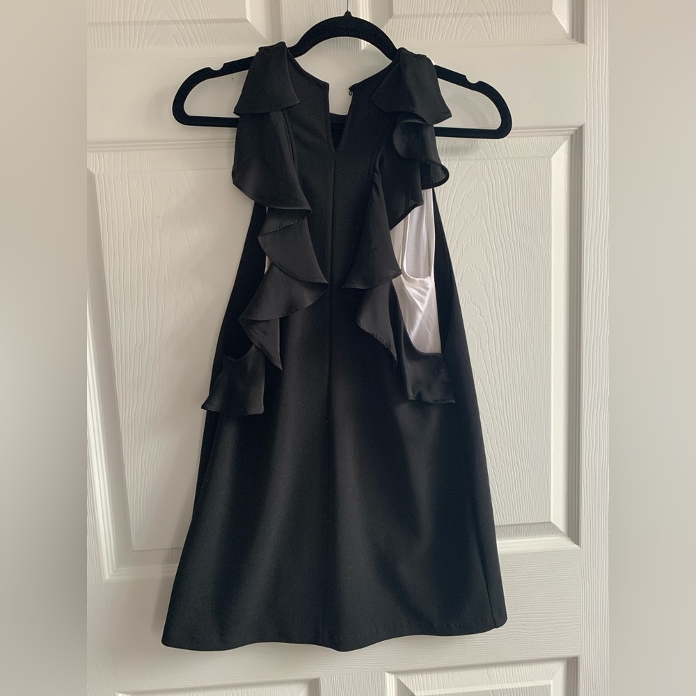Zara Black Mini Dress with White Tank Slip - Size S